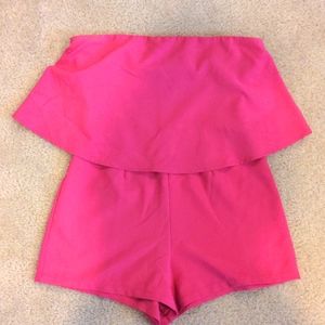 Pink strapless short Romper size M